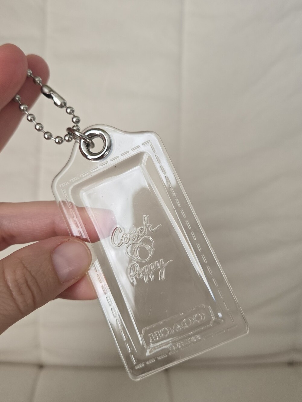 Coach Poppy Purse Tag Plastic Acrylic. Clear